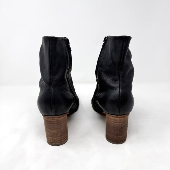 [Huma Blanco] Black Leather Wanda Pointed Toe Ruched Ankle Boots Size 40 US 9 - Picture 8 of 12